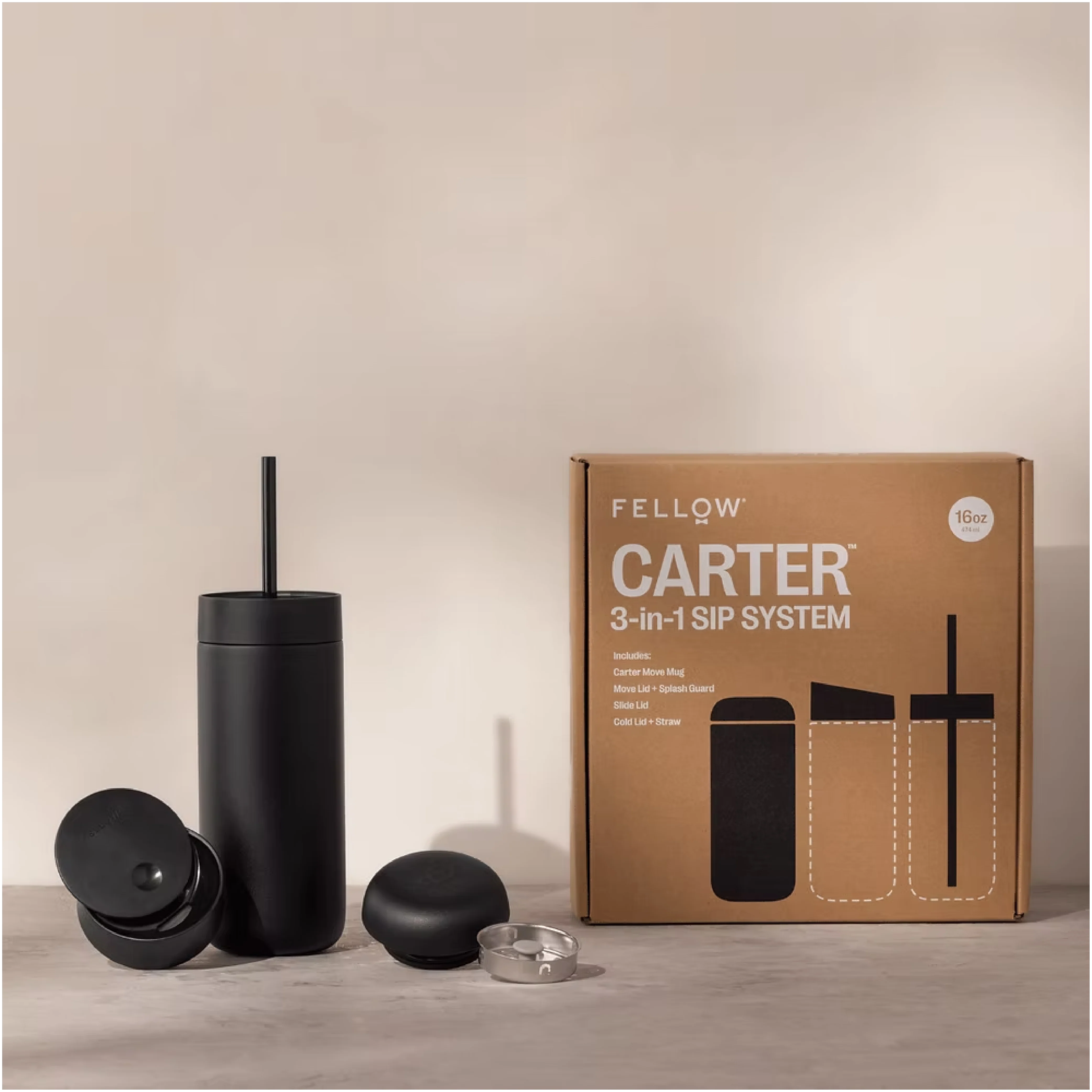 Fellow Carter 3-in-1 Lid System (With Sip Lid) - 16oz - Image 3