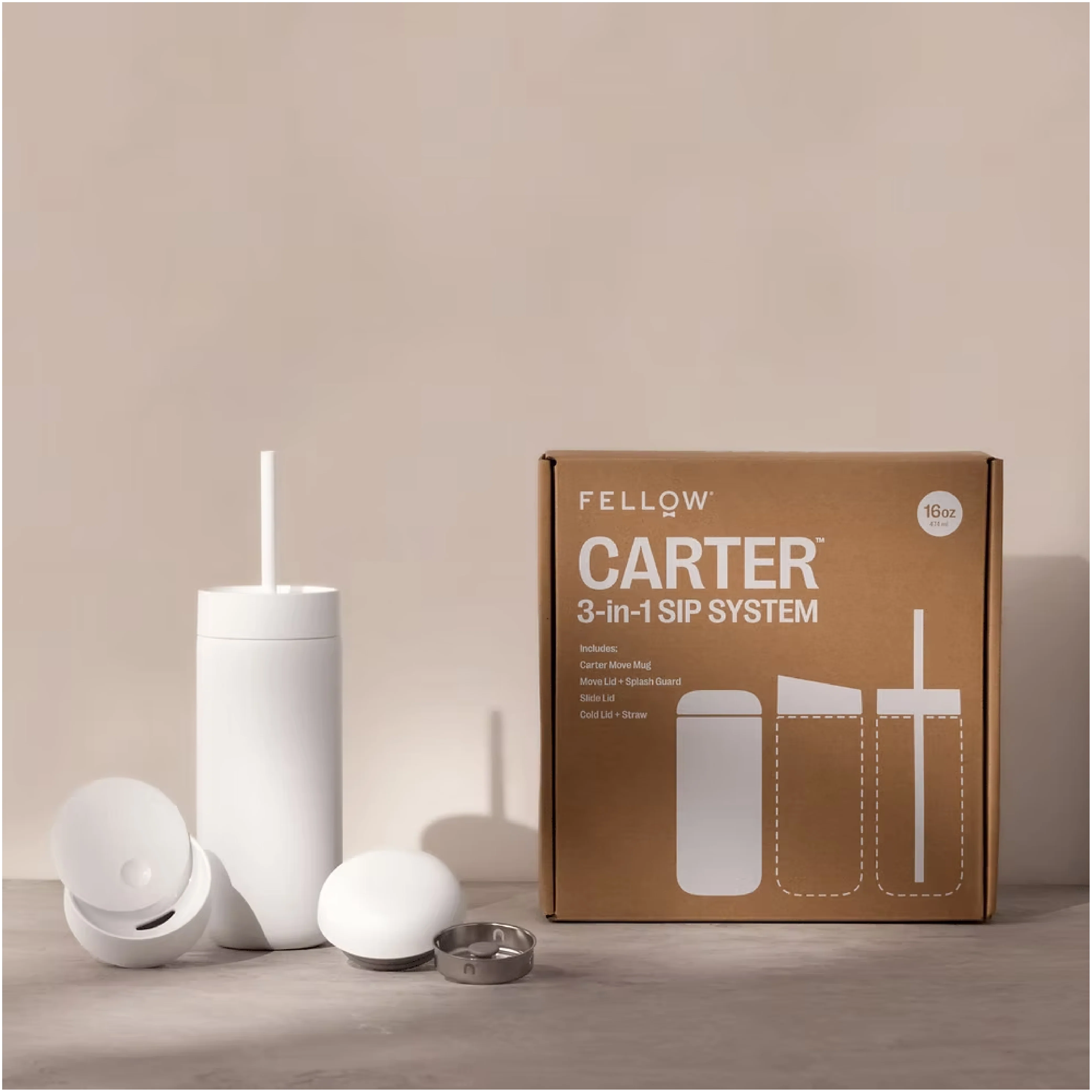 Fellow Carter 3-in-1 Lid System (With Sip Lid) - 16oz - Image 4